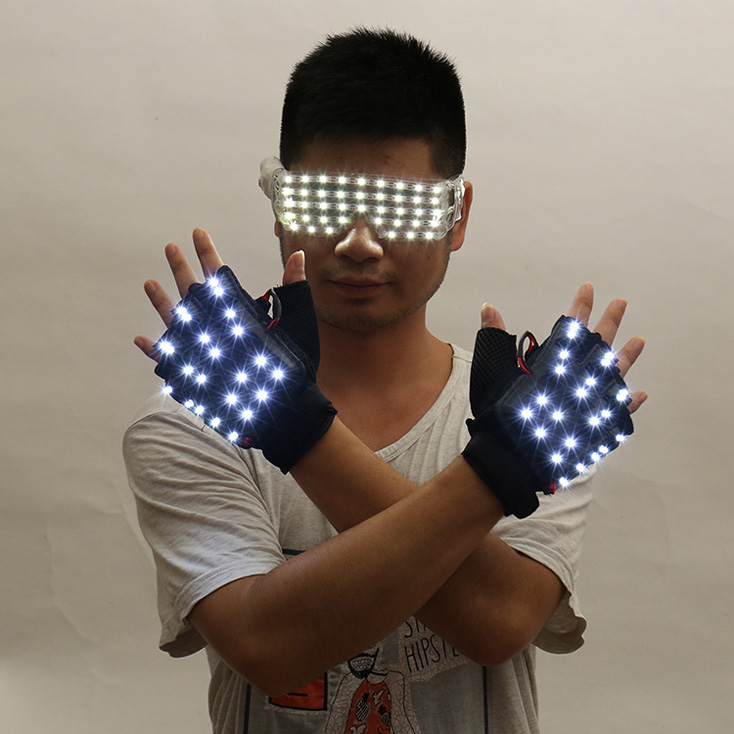 白い光半指手袋LED発光手袋